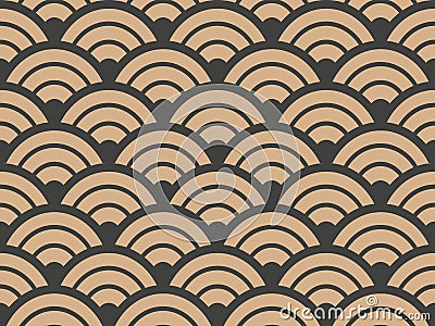 Vector damask seamless retro pattern background geometry round curve cross scale frame. Elegant luxury brown tone design for Vector Illustration