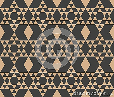 Vector damask seamless retro pattern background polygon geometry triangle cross frame check. Elegant luxury brown tone design for Vector Illustration