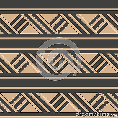 Vector damask seamless retro pattern background triangle cross geometry frame line. Elegant luxury brown tone design for Vector Illustration