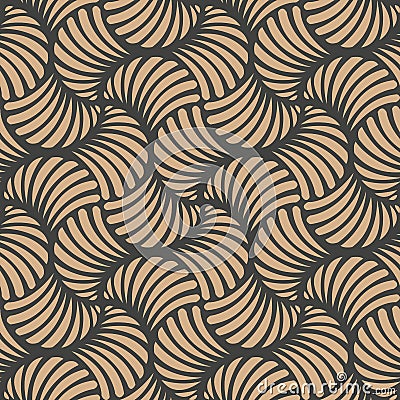 Vector damask seamless retro pattern background wave spiral curve cross vortex. Elegant luxury brown tone design for wallpapers, Vector Illustration