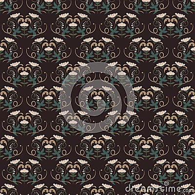 Vector damask vintage seamless pattern background. Vector Illustration
