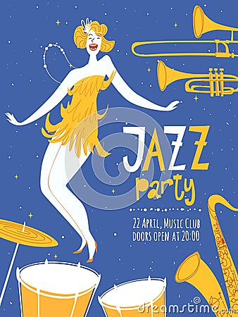 Vector dance jazz party poster Vector Illustration