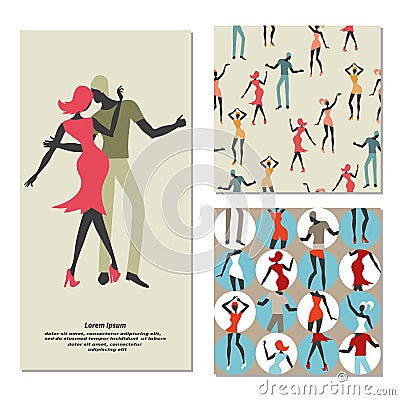 Vector dance set. Young dancing couple illustration Vector Illustration