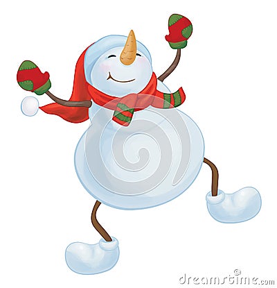 Vector dancing snowman. Vector Illustration