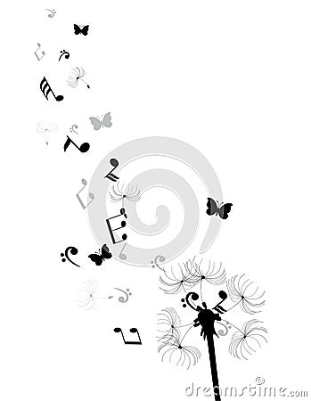 Vector Dandelion Silhouette Vector Illustration