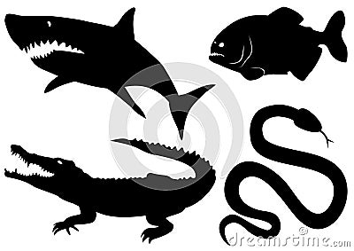 Vector dangerous predatory animals Vector Illustration