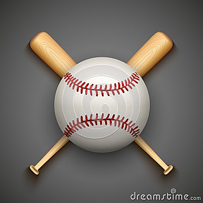 Vector dark background of baseball leather ball Vector Illustration