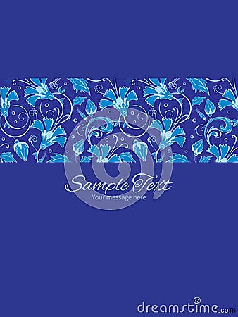 Vector dark blue turkish floral stripe frame Vector Illustration