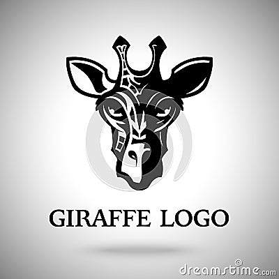 Vector dark giraffe head, template for logo, badge, label etc. Vector Illustration