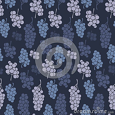 Vector dark puple grapes seamless pattern print background. Vector Illustration