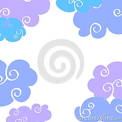 Vector daytime cartoon clouds frame Vector Illustration