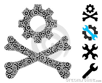 Death Mechanics Icon Recursion Composition Vector Illustration
