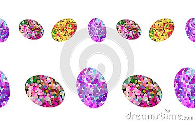 Vector decor seamless pattern set of Mosaic colorful Easter eggs bordure isolated on a white background Stock Photo