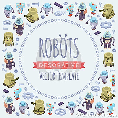 Vector decorating design made of robots Vector Illustration