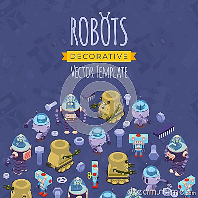 Vector decorating design made of robots Vector Illustration