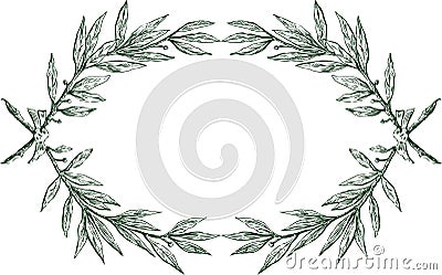 Vector decorative frame from sketches laurel branches with ribbon Vector Illustration