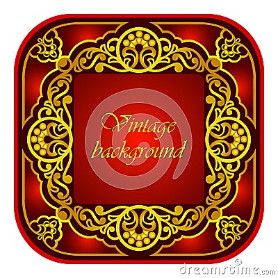 Vector decorative oriental ornamental frame with floral golden pattern in Arabian style. The luxurious royal style as a background Vector Illustration