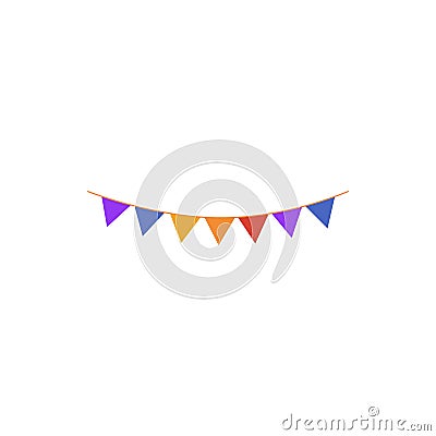 Vector decorative party pennants. Celebrate flags. Rainbow garland. Birthday decoration. Hanging colored flags. element for disign Stock Photo