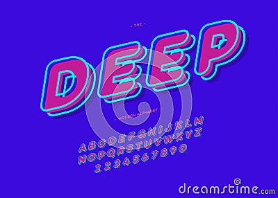 Vector deep font 3d bold typography Vector Illustration