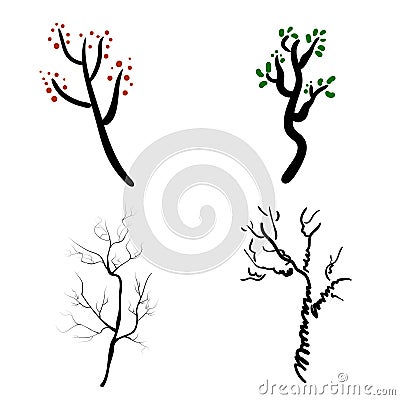 Vector deer antlers isolated on white. Set of different branched Vector Illustration