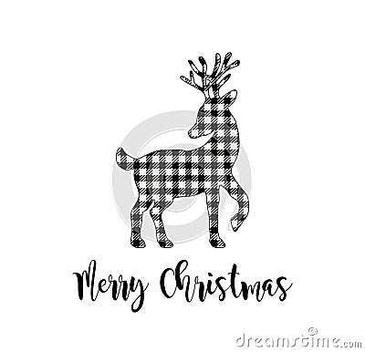 Reindeer deer silhouette.Merry Christmas. Vector Illustration
