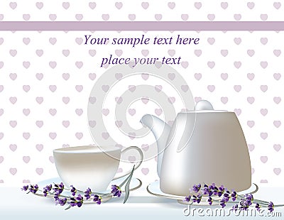 Vector delicate Tea time card. herbs banners with lavender. Design for herbal tea, natural cosmetics, health care Vector Illustration