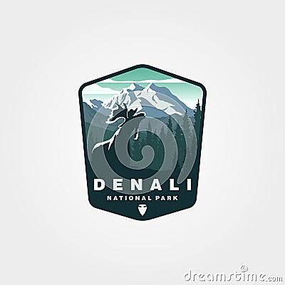 vector of denali national park sticker patch logo design Vector Illustration