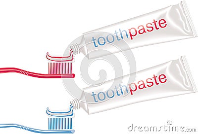 Vector dental brushes with toothpaste Vector Illustration