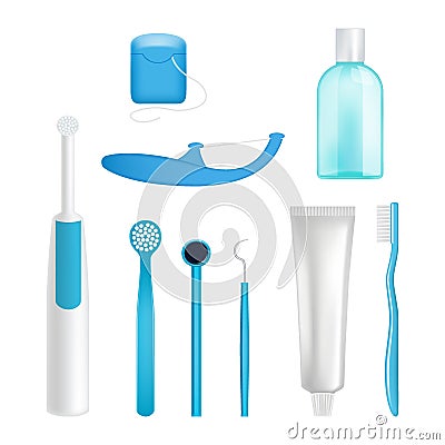 Vector dental cleaning tools set Vector Illustration