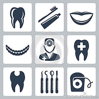 Vector dental icons set Vector Illustration