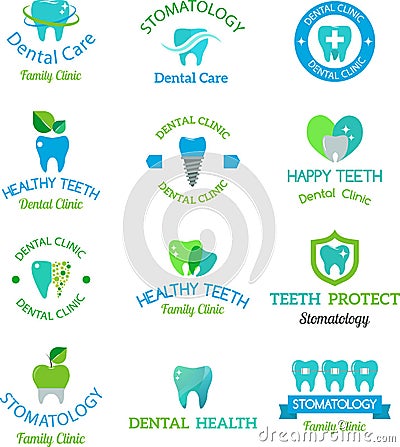 Vector dental stomatology clinic badge icon. Vector Illustration