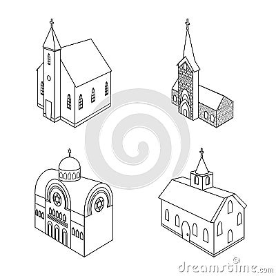 Vector design of architecture and building sign. Set of architecture and clergy vector icon for stock. Vector Illustration
