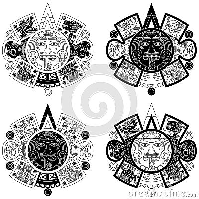 Solar calendar of the ancient Aztec civilization Vector Illustration