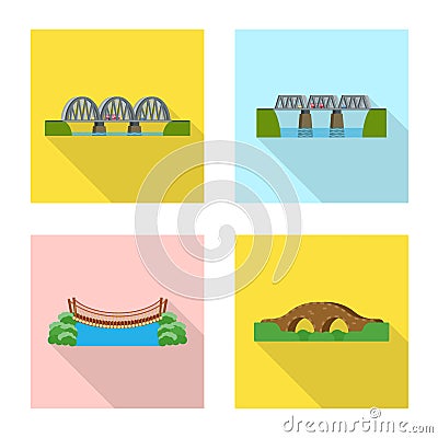 Vector design of bridgework and bridge logo. Collection of bridgework and landmark vector icon for stock. Vector Illustration