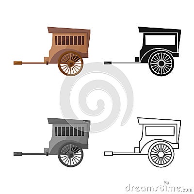 Vector design of brougham and old sign. Web element of brougham and wagon stock symbol for web. Vector Illustration