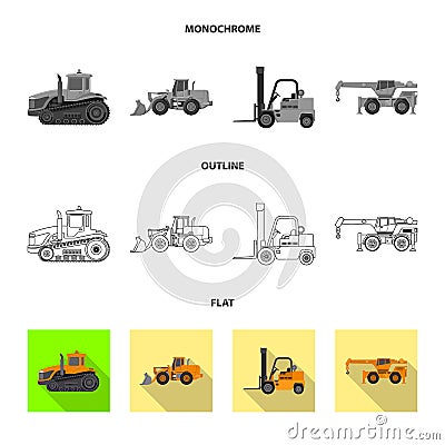 Isolated object of build and construction logo. Set of build and machinery vector icon for stock. Vector Illustration