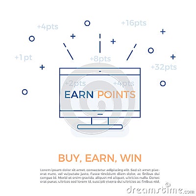 Vector design for business reward programs and customer loyalty strategy by earning points. Buy, earn points and win. Vector Illustration