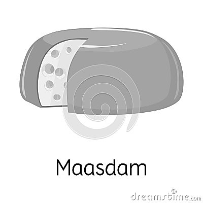 Vector design of cheese and maasdam logo. Graphic of cheese and piece vector icon for stock. Vector Illustration