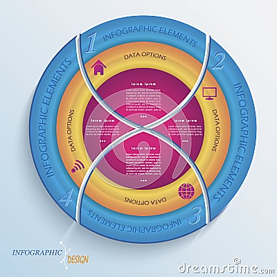 Vector design circle infographic with four segments Stock Photo