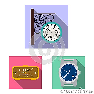 Vector design of clock and time icon. Set of clock and circle stock vector illustration. Vector Illustration