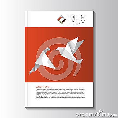 Vector design color flyer with origami birds. brochure template Vector Illustration