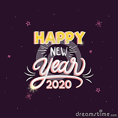 Vector design of colorful design of Happy New Year 2020 greetings Vector Illustration