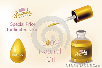 Vector design concept in realism style with cosmetic with argan oil Vector Illustration