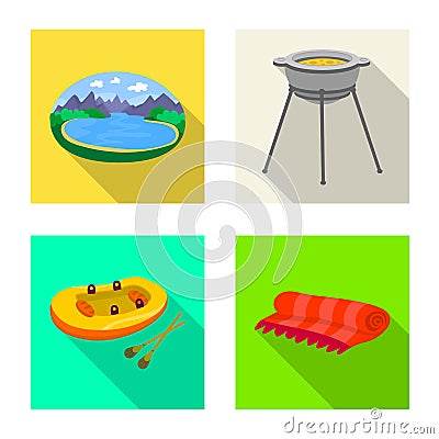 Vector design of cookout and wildlife icon. Set of cookout and rest stock vector illustration. Vector Illustration