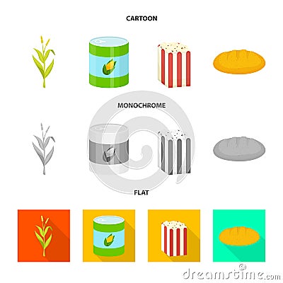 Vector design of cornfield and vegetable sign. Set of cornfield and vegetarian stock vector illustration. Vector Illustration