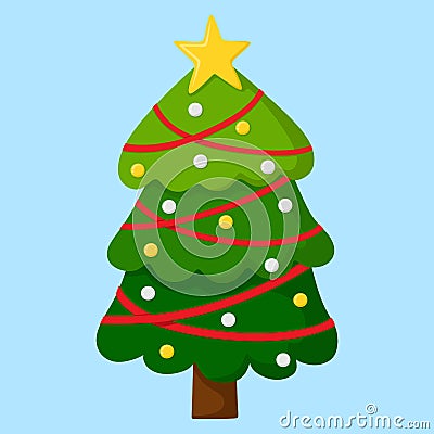 Vector Design of Cute Christmas Tree Vector Illustration