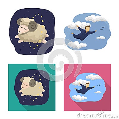 Vector design of dreams and night sign. Collection of dreams and bedroom stock vector illustration. Vector Illustration