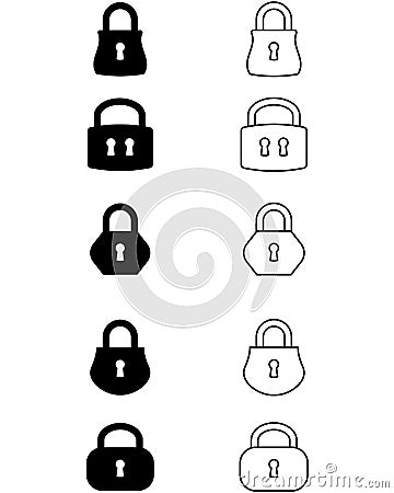 Vector set consisting of icons of locks. Vector Illustration