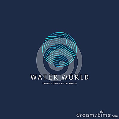 Vector design element. Water sign. Circle with waves Vector Illustration