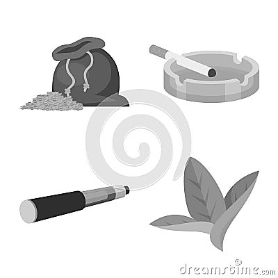 Isolated object of equipment and smoking sign. Set of equipment and harm stock vector illustration. Vector Illustration